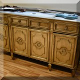 F33. Z Gallerie sideboard. 39"h x 70"w x 20"d (missing stone on top) 